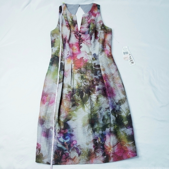 NWT Kay Unger Sleeveless Floral Watercolor Sheath Dress - Picture 9 of 12